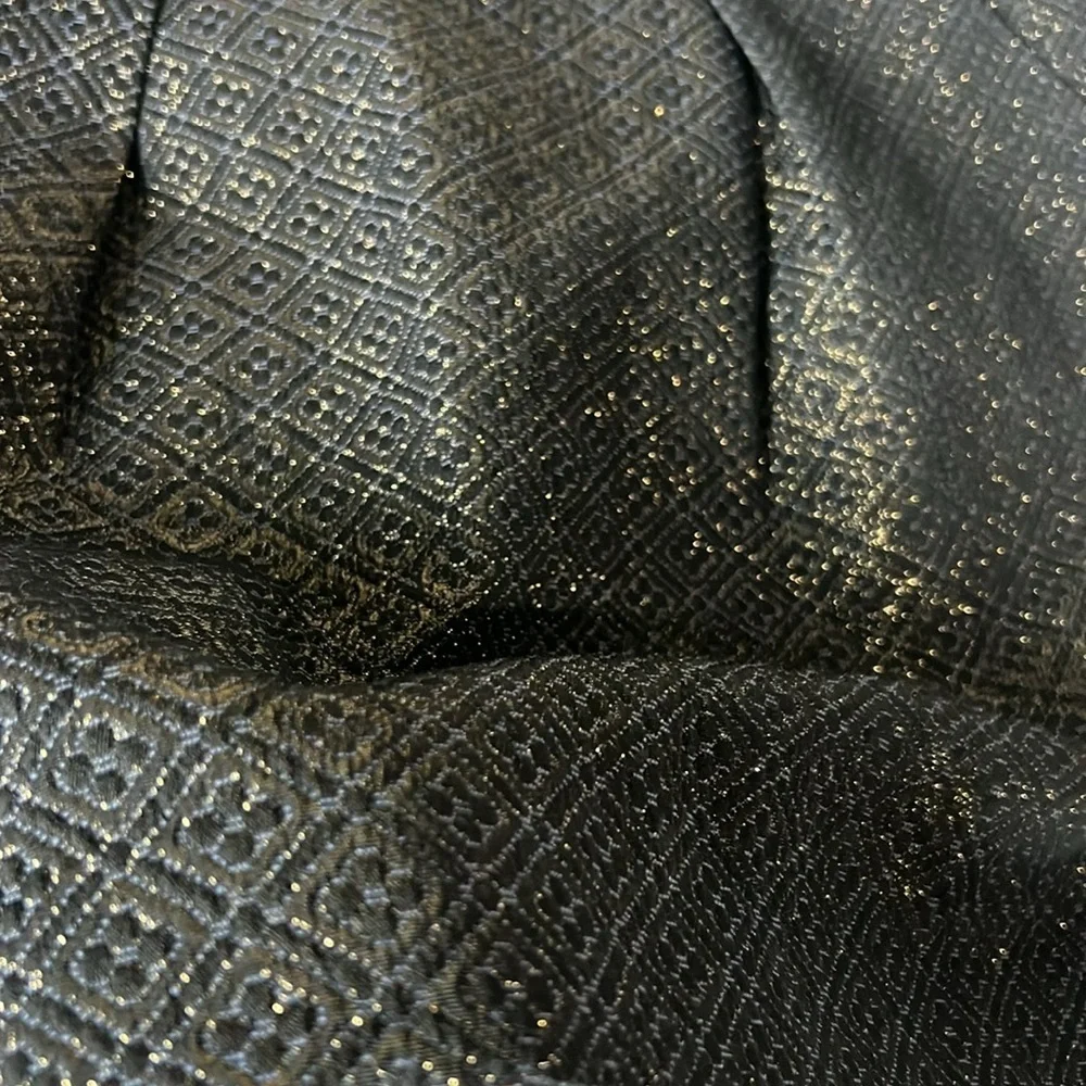 Ann Taylor LOFT Black Metallic Gold Jacquard A-Line Skirt Pockets - Picture 6 of 6